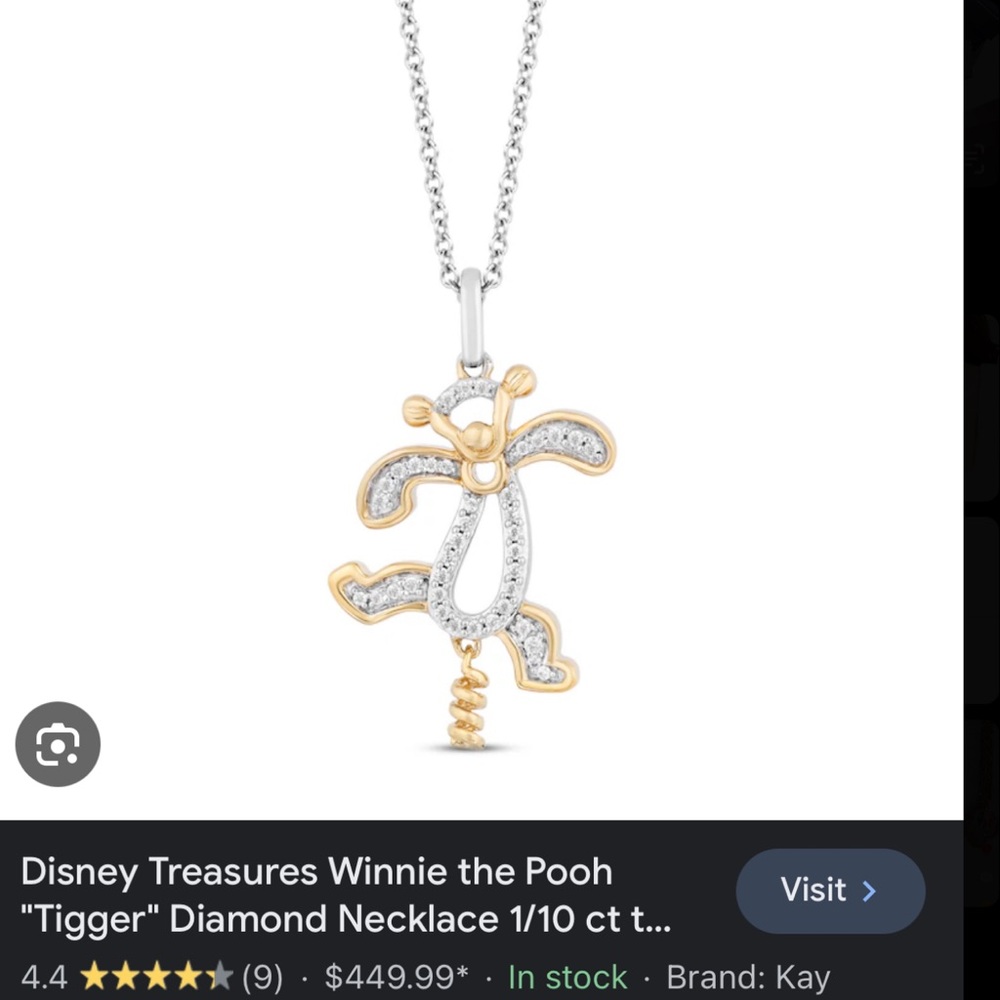 Disney Tigger Diamond Necklace in Gold and Silver